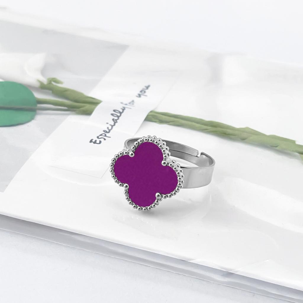 New 15mm Large Fashion Clover Ring Adjustable Opening Ring Simple Personalized Ring