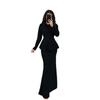 2025 cross-border European and American autumn new lapel temperament commuter top waist hip wrap one step skirt women's clothing