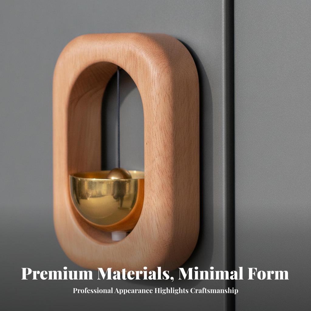 Wooden Door Chime with Metal Bell Small Entry Notification Gentle