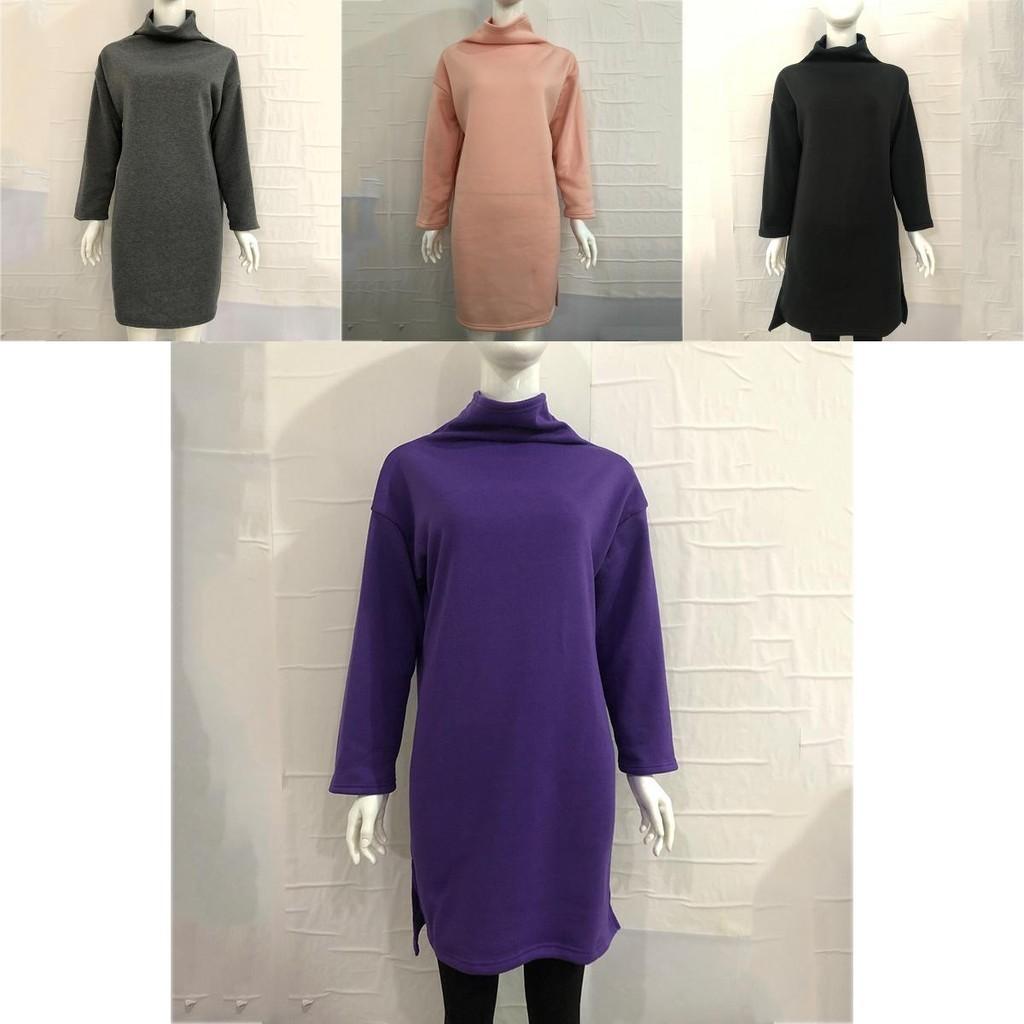 Felpe Lunghe Invernali da Donna con Accogliente Design ad Scollo Alto e Orlo Spaccato