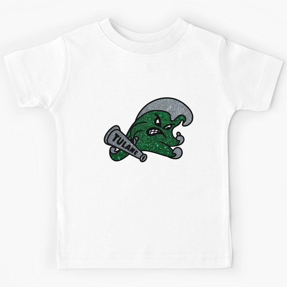 Tulane mascot - sparkly green wave Kids T-Shirt 100