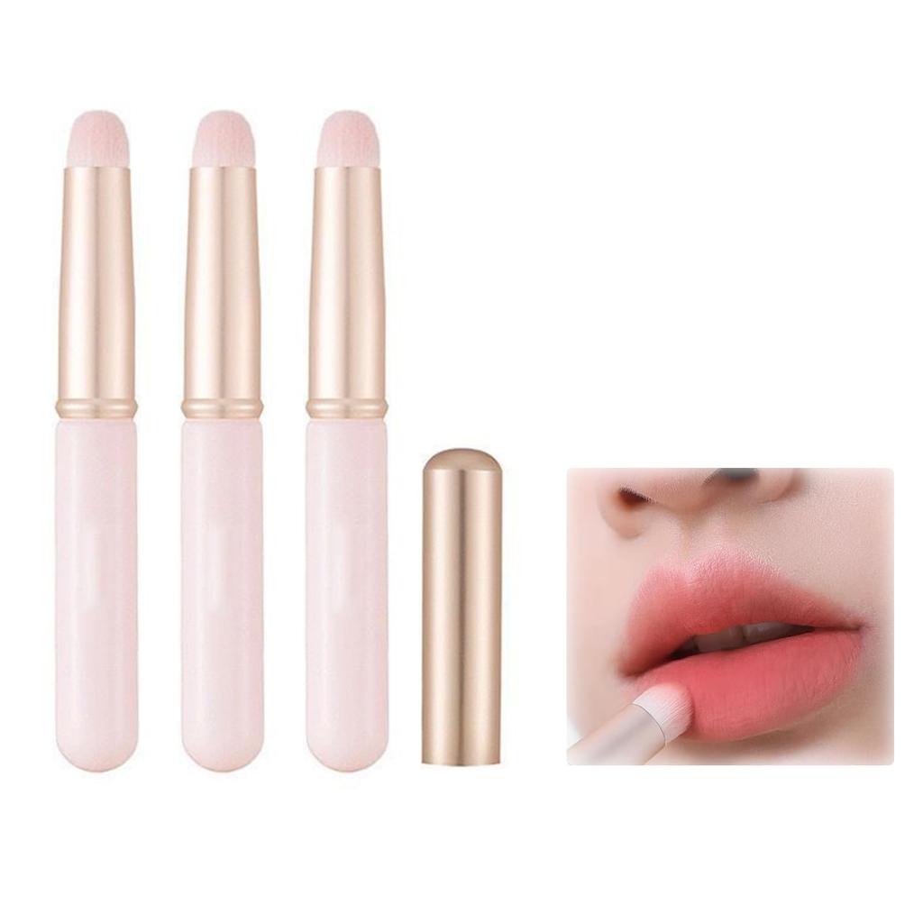 Doyime Lip Brushes of Makeup Round Easy to with Perfect for Travel and Business Pink (Set 3) Brushes, Soft, Head, Use, Precision, Natural,