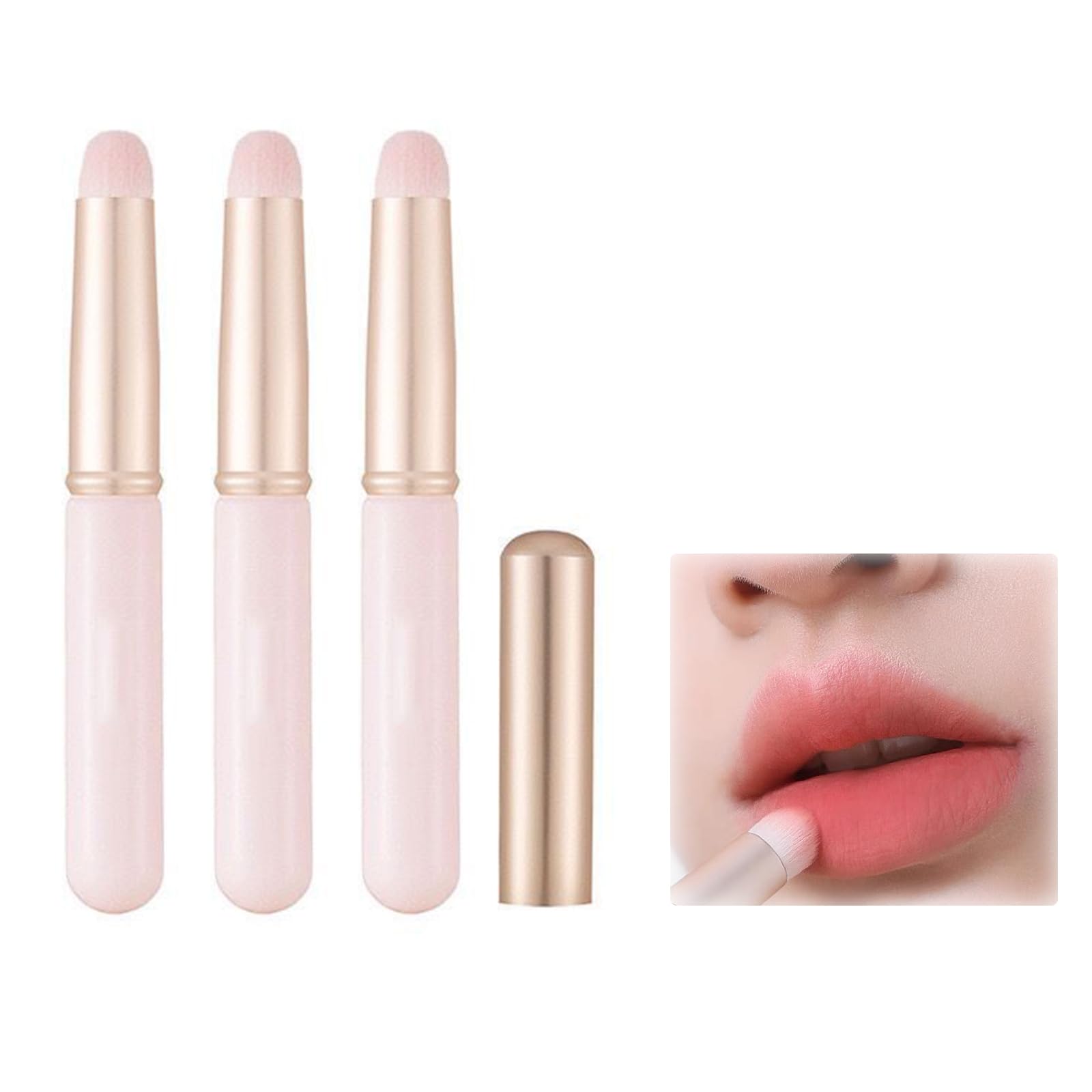 

Doyime Lip Brushes of Makeup Round Easy to with Perfect for Travel and Business Pink (Set 3) Brushes, Soft, Head, Use, Precision, Natural, рожевий