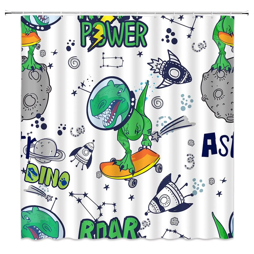 Jungen Skateboard Duschvorhang Bunter Graffiti Stil Badewannen Vorhänge mit Haken Skateboard Hip Hop Straßenkultur Badezimmer Vorhang