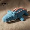 Interactive Play Toys for Indoor Outdoor Use Corduroy Crocodile Dog Toy, Squeaky Plush Chew Soft Puppy Teething Stuffed Animal Small To Medium