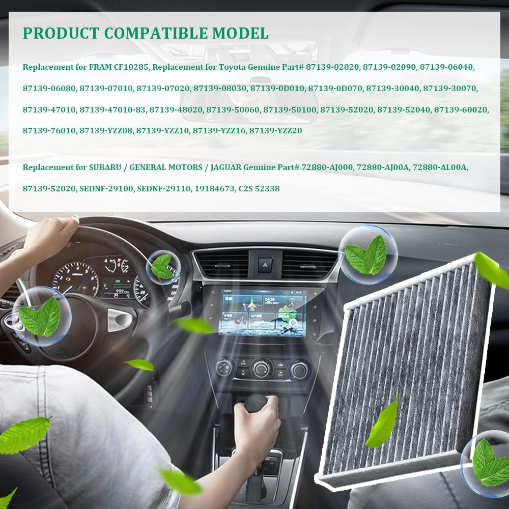 Cabin Air Filter With Activated Carbon, CP285 CF10285 Engine Air Filter, Automotive Interior Accessories AC & Heater Cabin Filter Replacement For