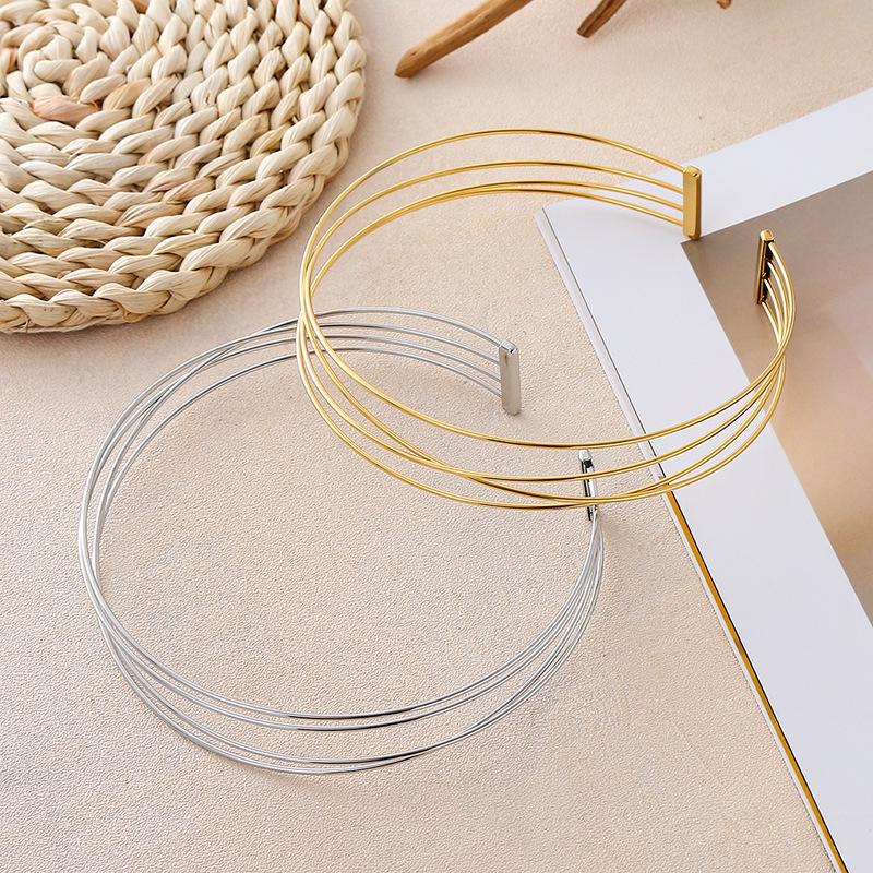 European Fashion Titanium Steel Hollow Line Choker - Stainless Steel Necklace Jewelry