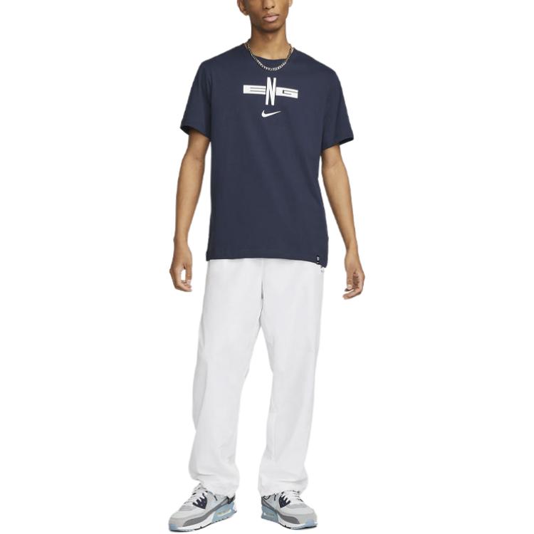 Nike T Shirts Men's Navy Blue Crew Neck Moderate Straight Fit DV0597-492