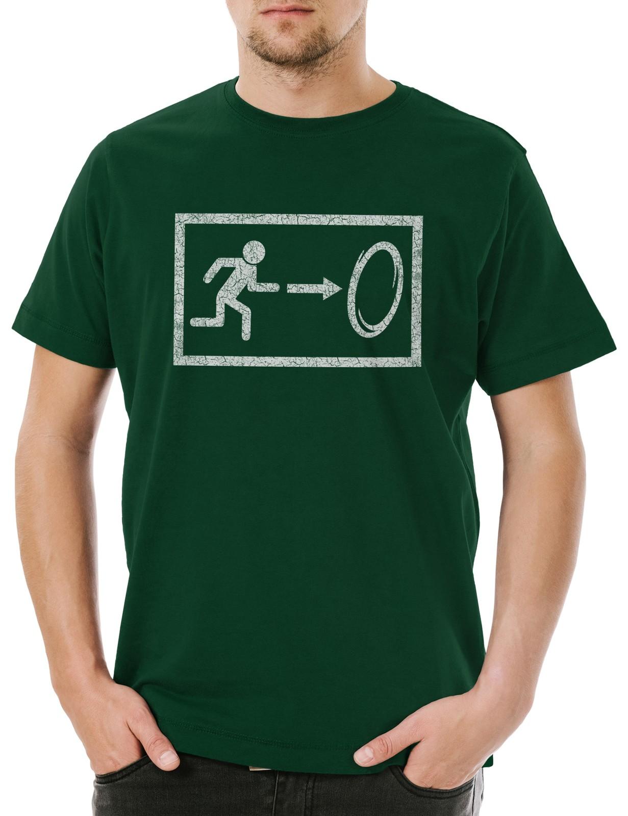 Geek Exit Mens T-Shirt Mens Womens Tees Top Gamer Games Portal Gaming Game Geek Nerd Emergency Exit S