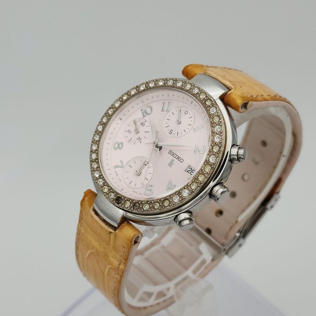 [USED] Seiko Lukia Date White Chronograph 7T92 Waterproof Steel Watch in Good Working Condition