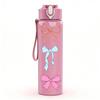 1PC Pastel Bow Ribbon Bowknot Print 750ml Color Plastic Sports Water Bottle Leakproof Flip Straw Lid Suitable for Sports Office Home Use