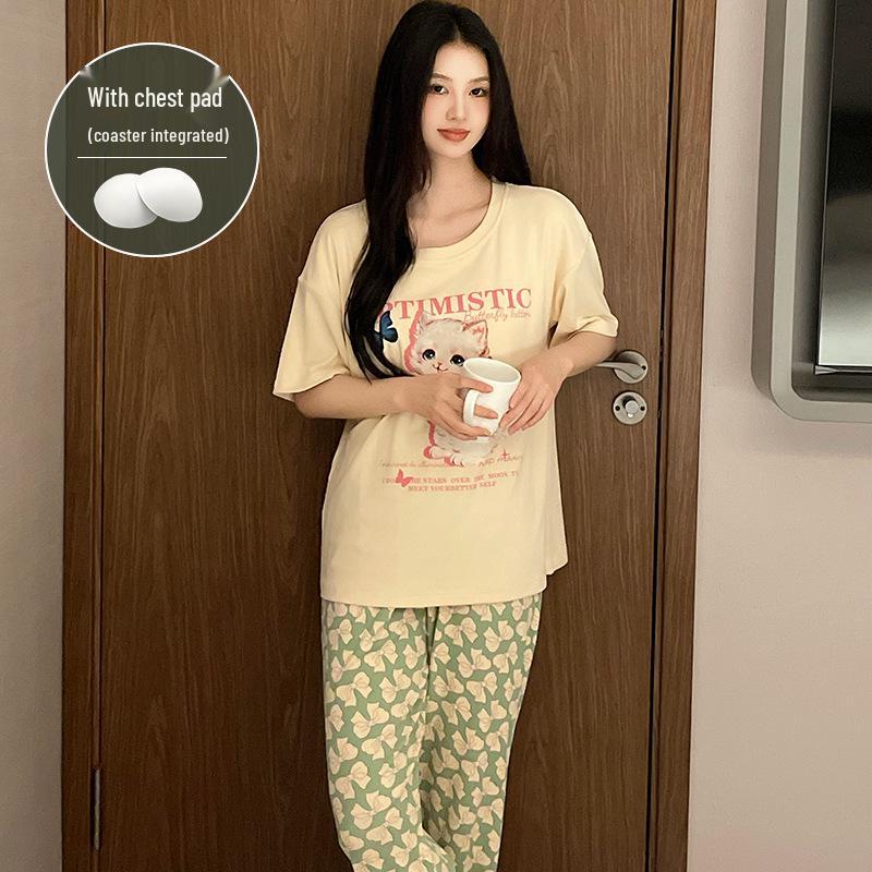 

Butterfly Heart Cat Pajama Set - Cute, Casual, Round Neck Short Sleeve for Home or Outdoor Wear L