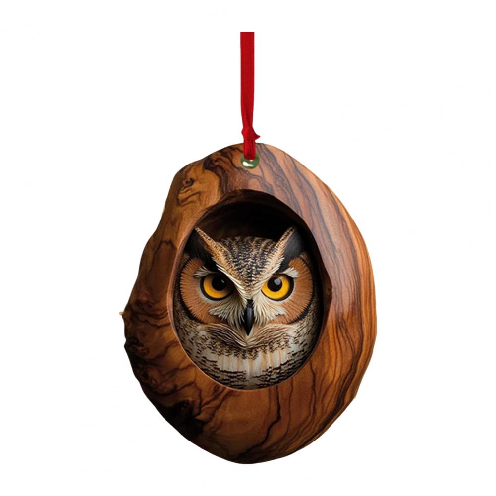 Stylish Rustic Christmas Ornaments Oval Shape Holiday Decorations Christmas Forest Ornaments Cartoon for Tree for Festive