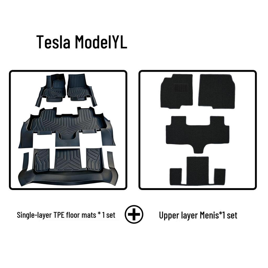 Eco-Friendly TPE Floor Mats with Door Sill Protection for Tesla Model YL - Odorless