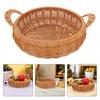 Handwoven Bread Basket with Handle Rattan Serving Tray for Kitchen Imitation Rattan/Wicker Fruit Basket for  Or Party Snack