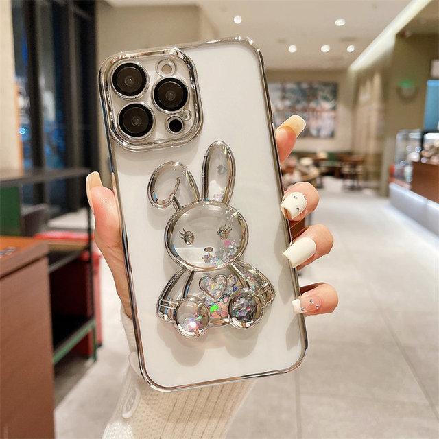 Quicksand 3d Cartoon Rabbit Phone Case For Iphone 14pro Max 13 12 11 Pro Max 14plus Camera Protection Clear New Year Back Cover