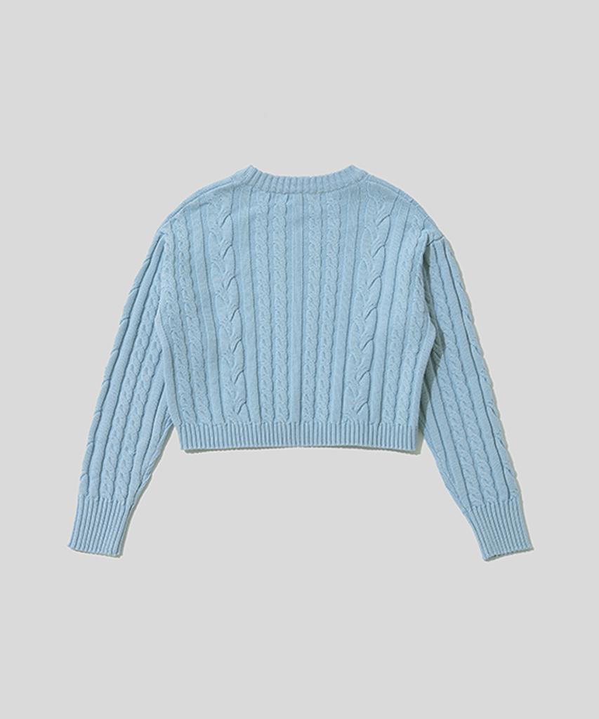 PLAC WOMEN Cable Crop Knit Light Blue