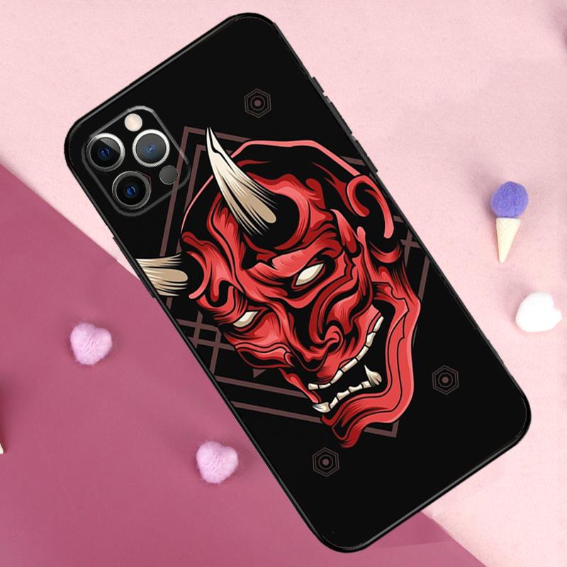 Samurai Oni Mask Phone Case For iPhone 17 Pro Max 17 Air 11 14 15 16 Pro Max Plus 12 13 Mini 16e Back Cover