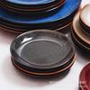 Japanese Retro Glazed Ceramic Round Dinner Plate Set Breakfast Salad Steak Dessert Microwave Safe Multiple Sizes Colors