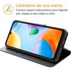 Coque Portefeuille pour Xiaomi Redmi 10C Protection Effet Cuir Anti-Rayures Noir