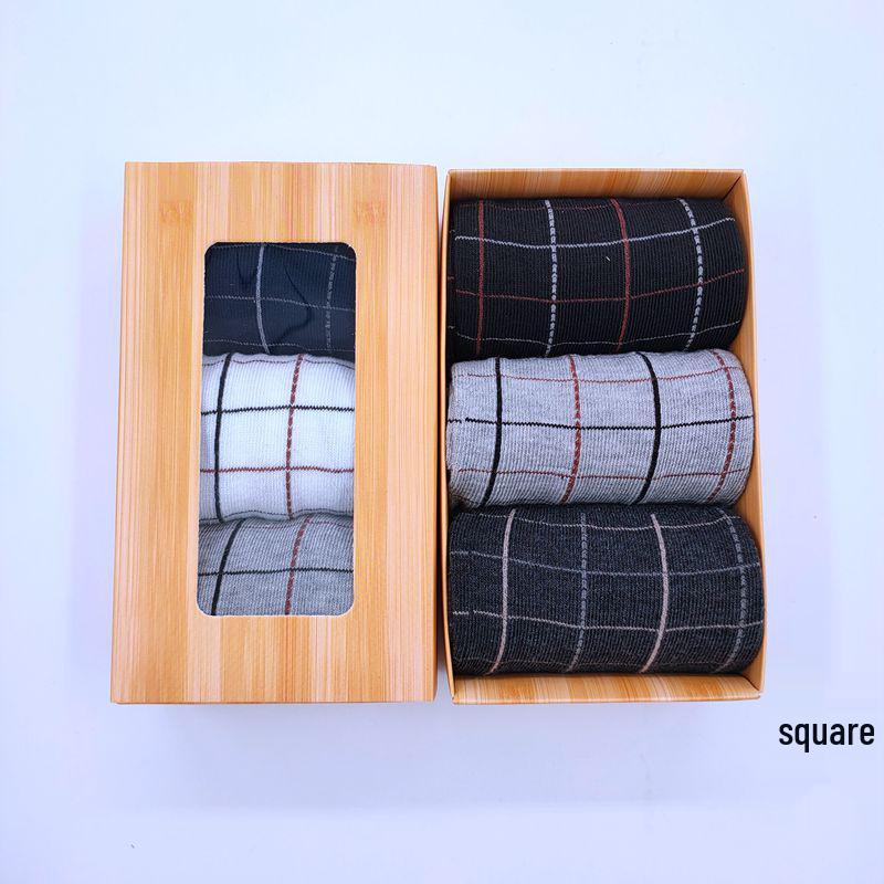 

Мужской подарочный набор: 3 пары всесезонных однотонных носков средней длины из смесового хлопка - стиль business casual One Size