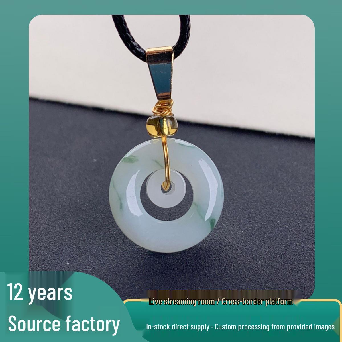 Natural A-Grade Myanmar Jade Flower Carved Pendant with Ring and Buckle Standard Pendant