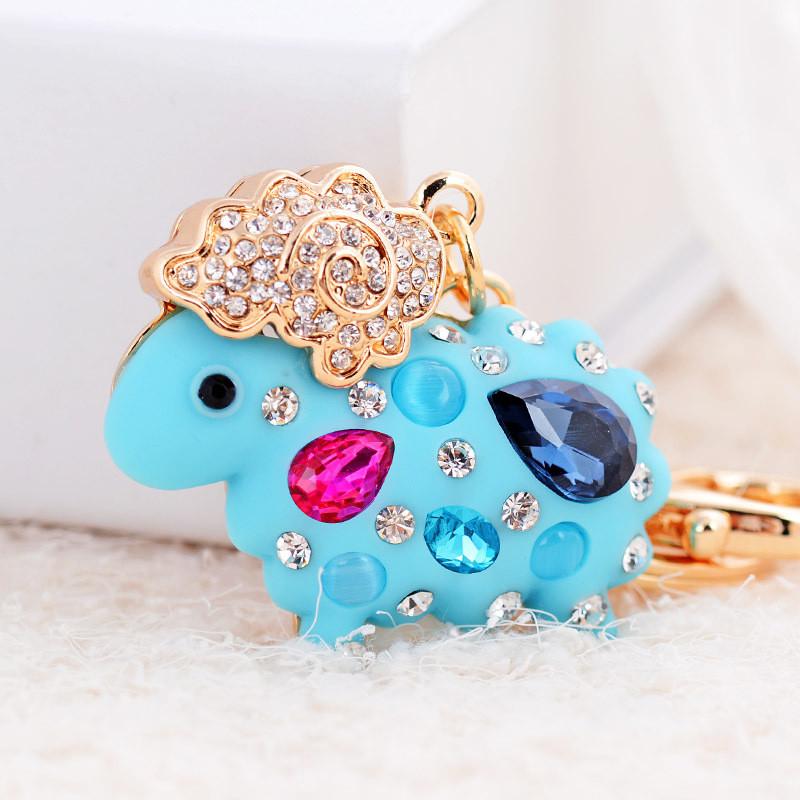 Chaveiro de Metal Adorável Design Criativo de Ovelhinha com Strass Brilhantes Para Mulheres