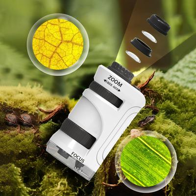 60X-180X LED Pocket Microscope Built-in LED Light with 60x-180x Magnification for Children Students Adults Laboratory School