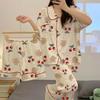 2024 Women's High-Quality Short Sleeve Three-Piece Pajama Set, Cardigan Included, Perfect for Spring and Autumn Wear