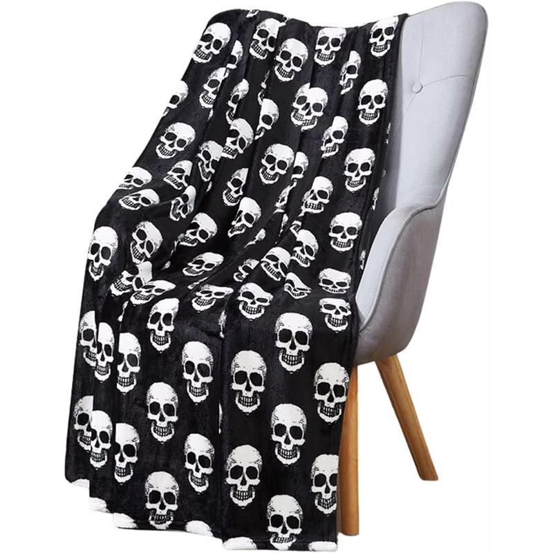 Schwarze Fledermäuse Bedruckte Flanelldecke 1 Stück, Leichte Vier-Jahreszeiten-Decke für Sofa, Büro, Bett, Camping, Reisen, Geschenkfertig