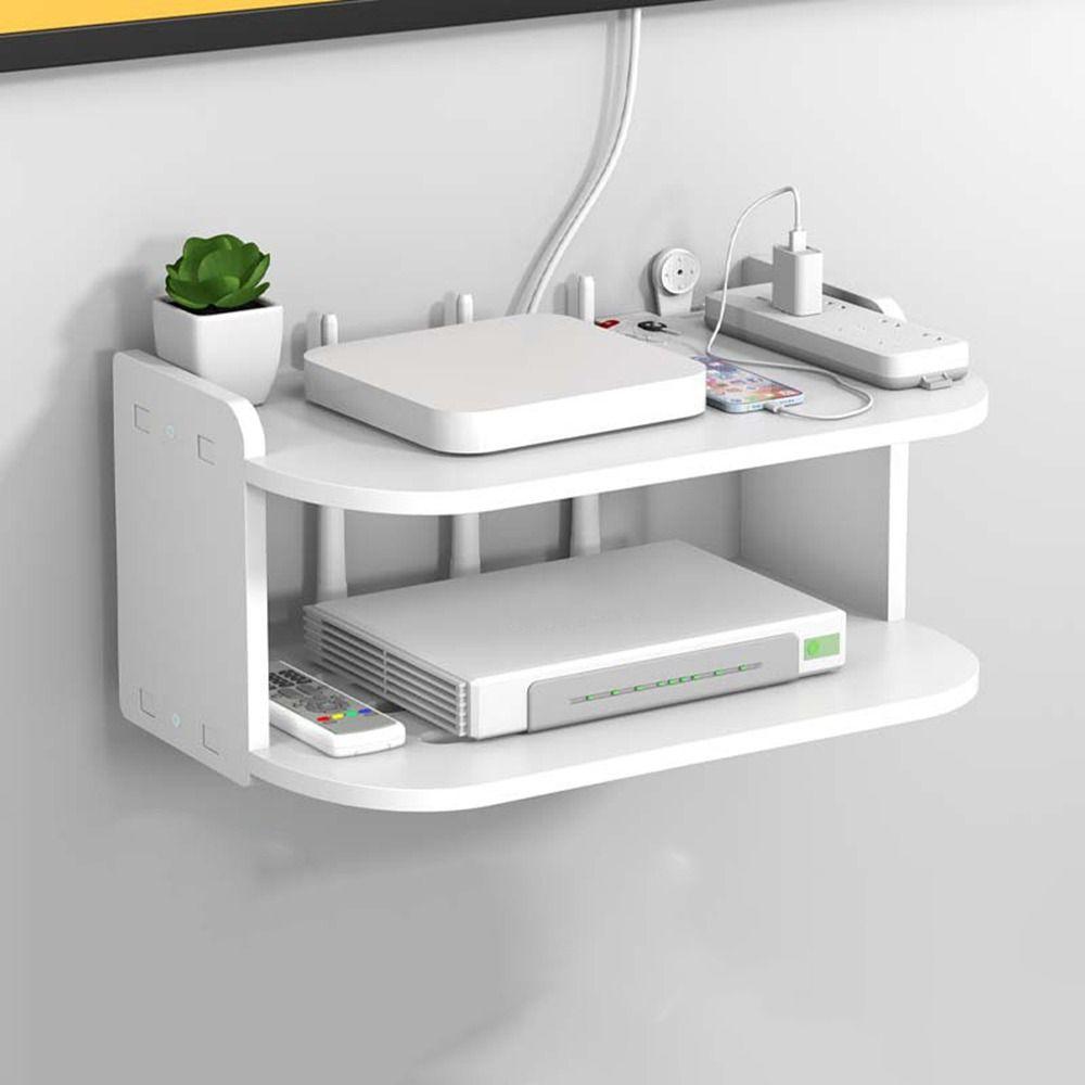 Strong Load-Bearing 2 Layer Wall Shelf Plastic Router Placement Rack  Cable Management