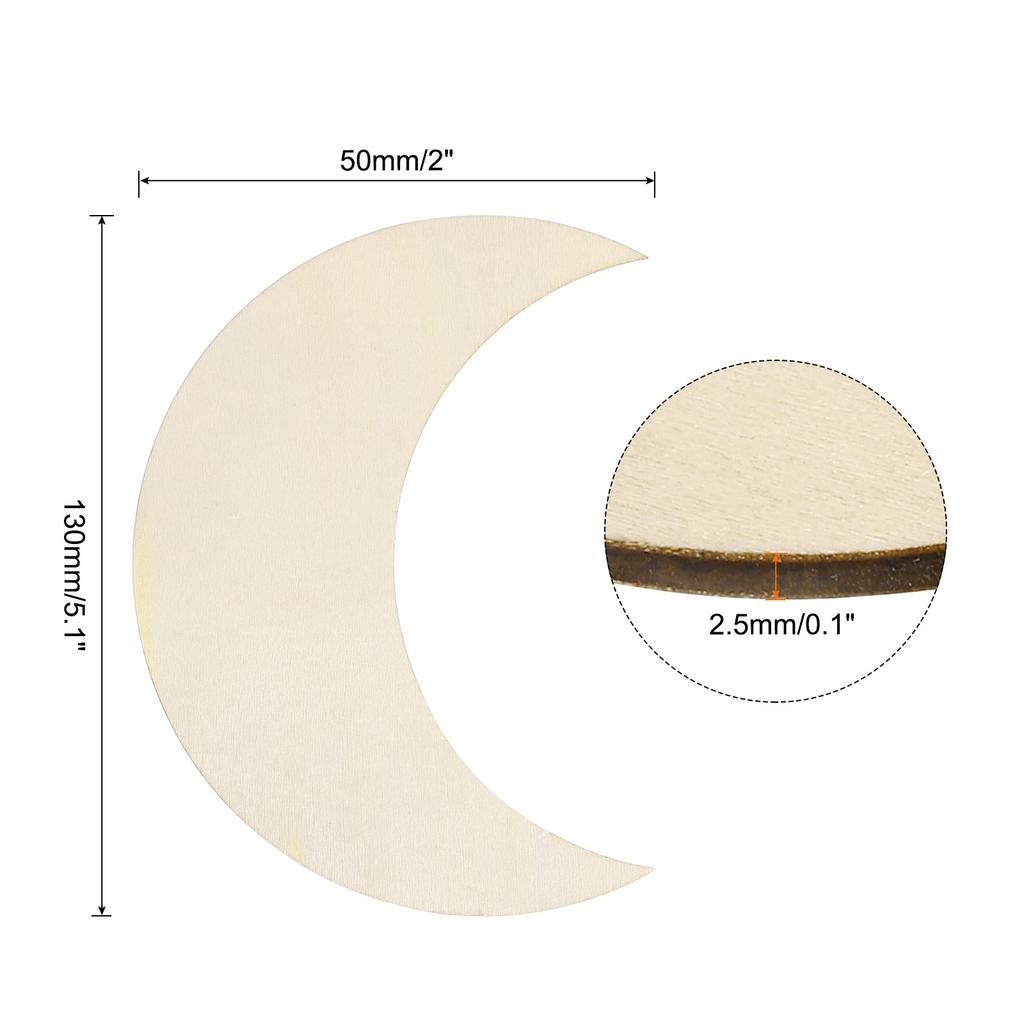 5/10/20/50/100pcs Wooden Moon Unfinished Wood Moon Blank Wooden Cutouts Ornaments Natural Wood Pieces for Christmas Party Craft