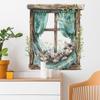 Fake Window Cartoon Kitten Sleeping Children Bedroom Home Beautification Wall Stickers