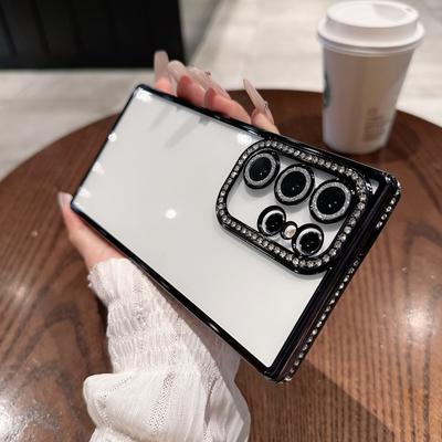 Suitable for Samsung S25ULTRA Side Drill Plating Protective Cover S24 Transparent Rhinestone S23ULTRA Anti Fall Mobile Phone Case