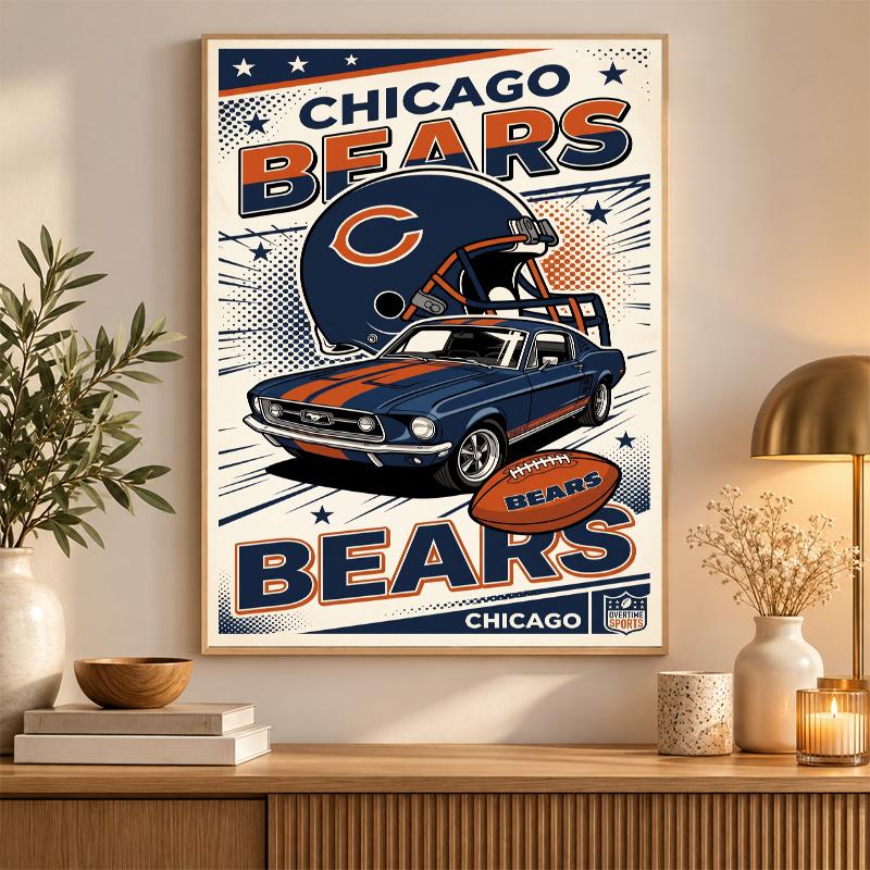 Chicago Bears Diamond Painting Kit 5D Vollbohrer DIY Diamantmosaik Wandkunst Heimdekoration