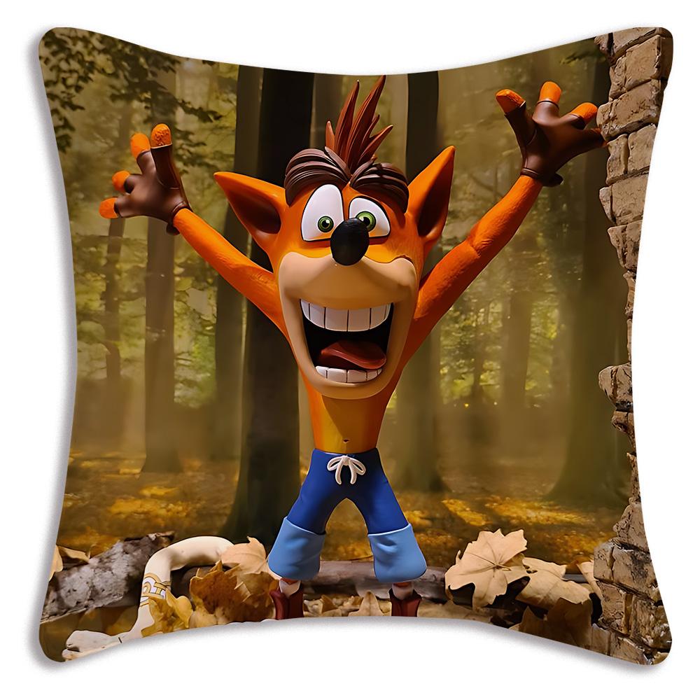 Cartoon Crashs B-Bandicoots Pillow Covers Cartoon Sofa Decorative Home Double-sided Printing Short Plush Cute Cushion Cover