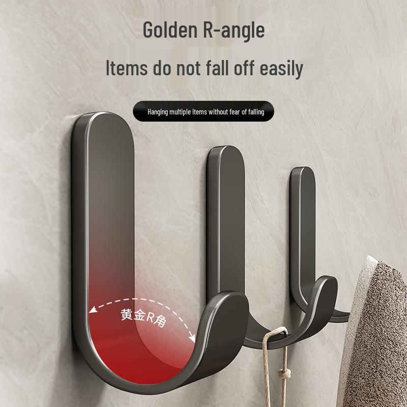 Strong Adhesive No-Drill Hooks - Gun Gray Wall Stickers for Kitchen, Bathroom & Door Storage