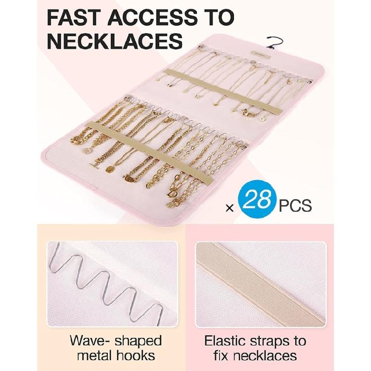 Portable Jewelry Rack with Metal Hook Jewelry Storage Roll for Storing Earrings