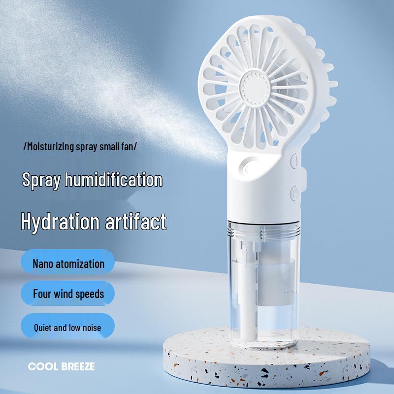 F3 Mini Portable Silent Cooling and Hydrating Handheld Fan F3 Cream White
