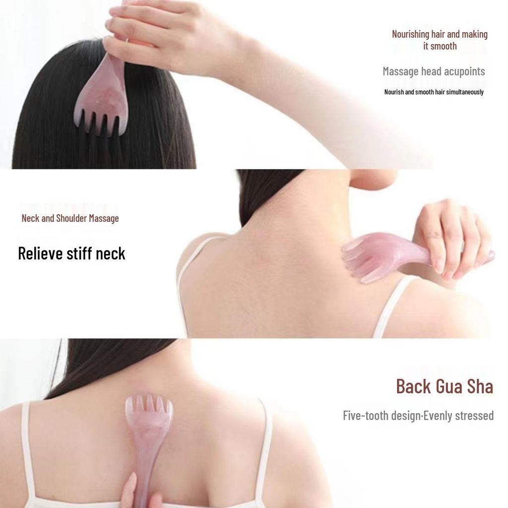 Amber Five-Claw Massager: Full-Body Meridian Massage & Scalp Scraping Comb for Relaxation