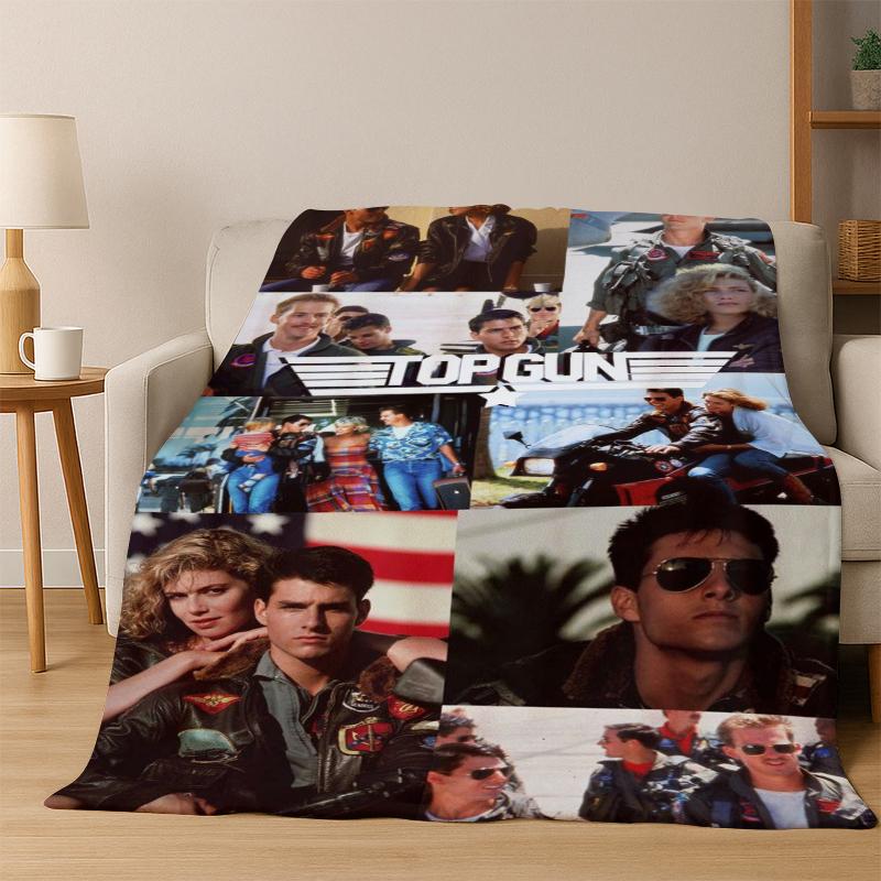 Top Gun Classic Movie Sign Tom Cruise Flannel Blanket Soft Warm Blanket Throw Blanket for Bedroom Living Room Bed Travel Picnic