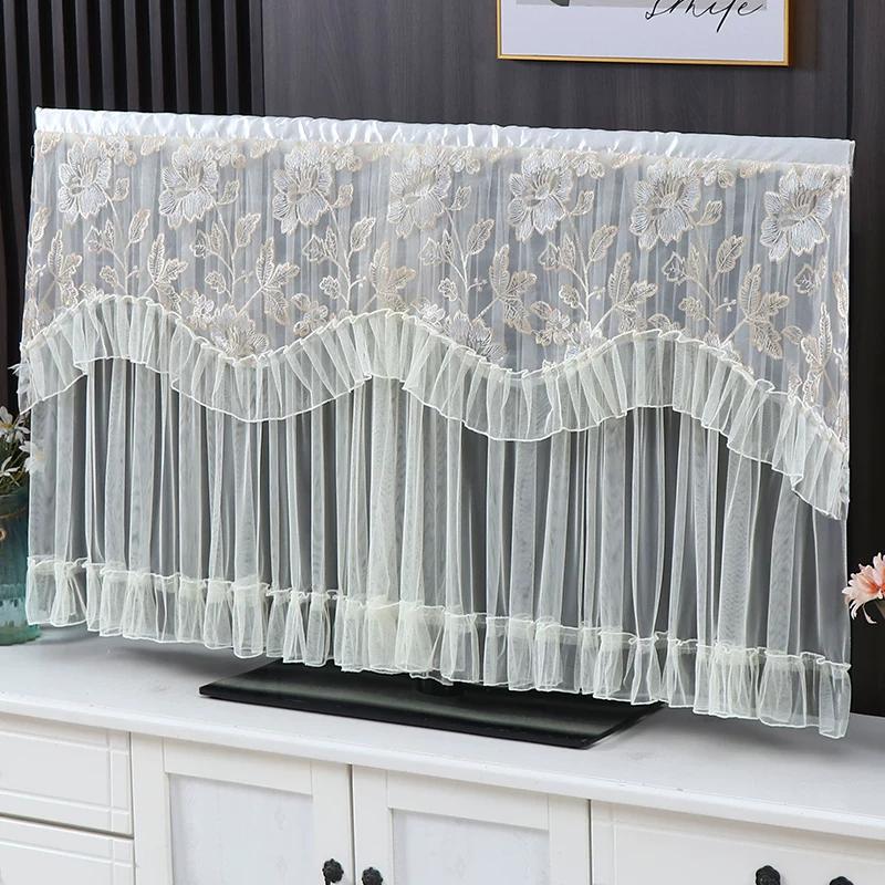 1pcs European Style Lace TV Cover Brand Universal Liquid Crystal TV Cover Cloth Anti Dust and Sun Protection Home Decoration Fabric Easy To Clean