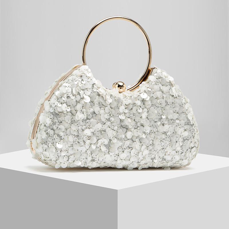 New Pearl Fabric Ring Evening Bag Dinner Bag Clutch Bag Chain Bag Dress Bag Wedding Bag