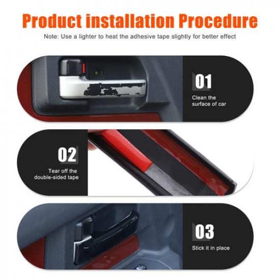 Glossy Piano Black Inner Door Handle Cover Trim For Toyota FJ Cruiser 2007-