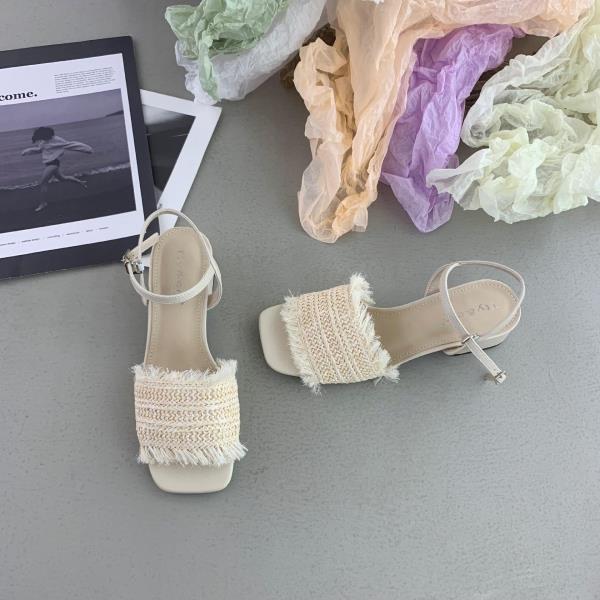 Fashion Clear Heels Female Sandal Open Toe Low-Heeled Shoes With Strap 2025 Women's Breathable All-Match Girls Peep Low-heeled Block Com