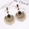 French Rhinestone Water Drop Earrings - Elegant Light Luxury Court Style Studs for Women with Exaggerated Dangles and High-End Quality