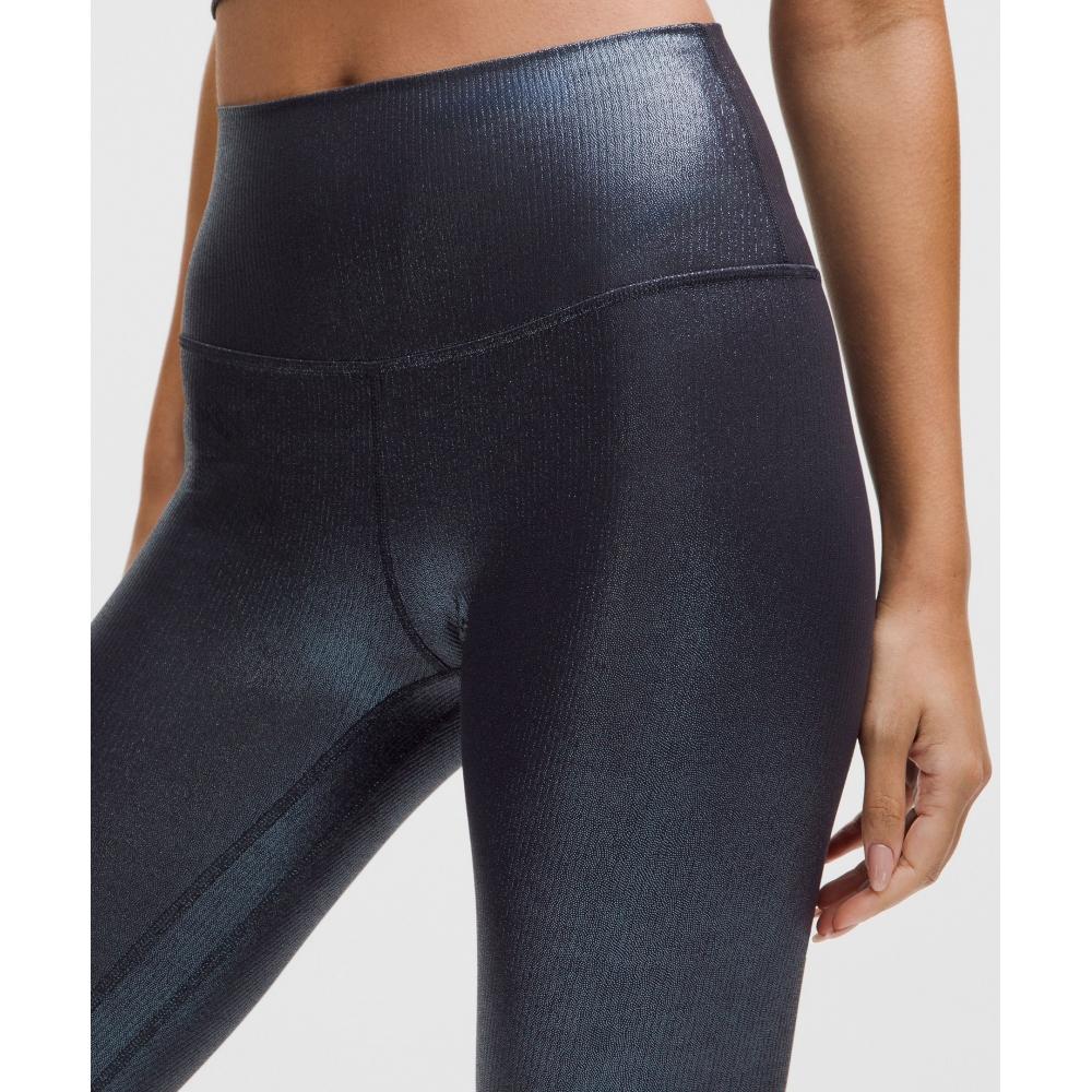 Lululemon Align High Rise Ribbed Pant 28 Shine Radiate Foliendruck Black Night