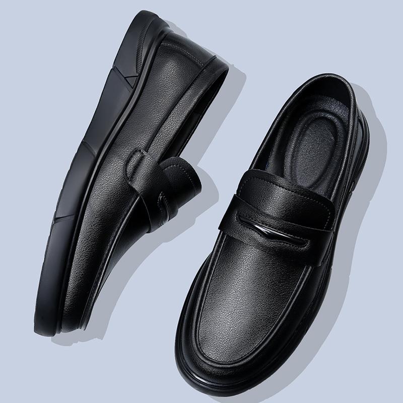 Spring Men's Fashion Genuine Leather Lazy Comfort Footwear Bean Shoes Brand Men's Breathable Soft Sole Anti Slip Driving Shoes