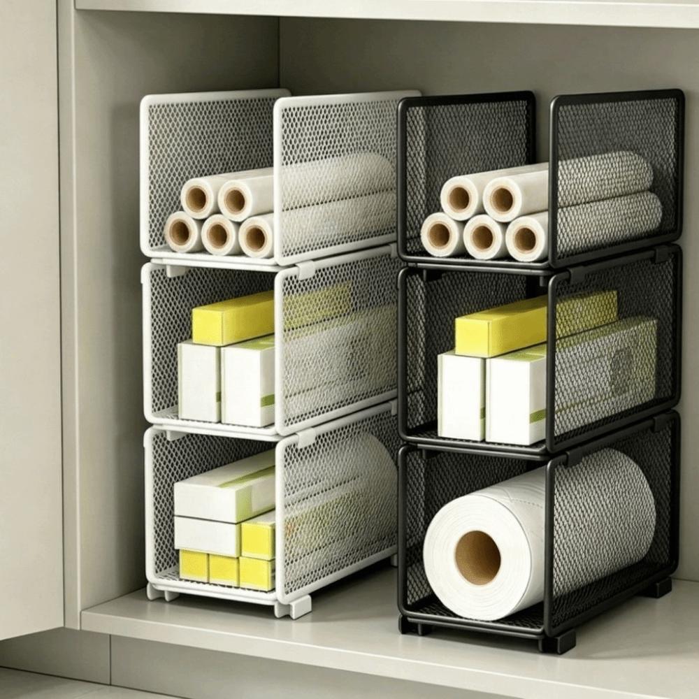 Multi-Layer Plastic Wrap Storage Rack Iron Vertical Storage Rack Cabinet Organizer for Kitchen
