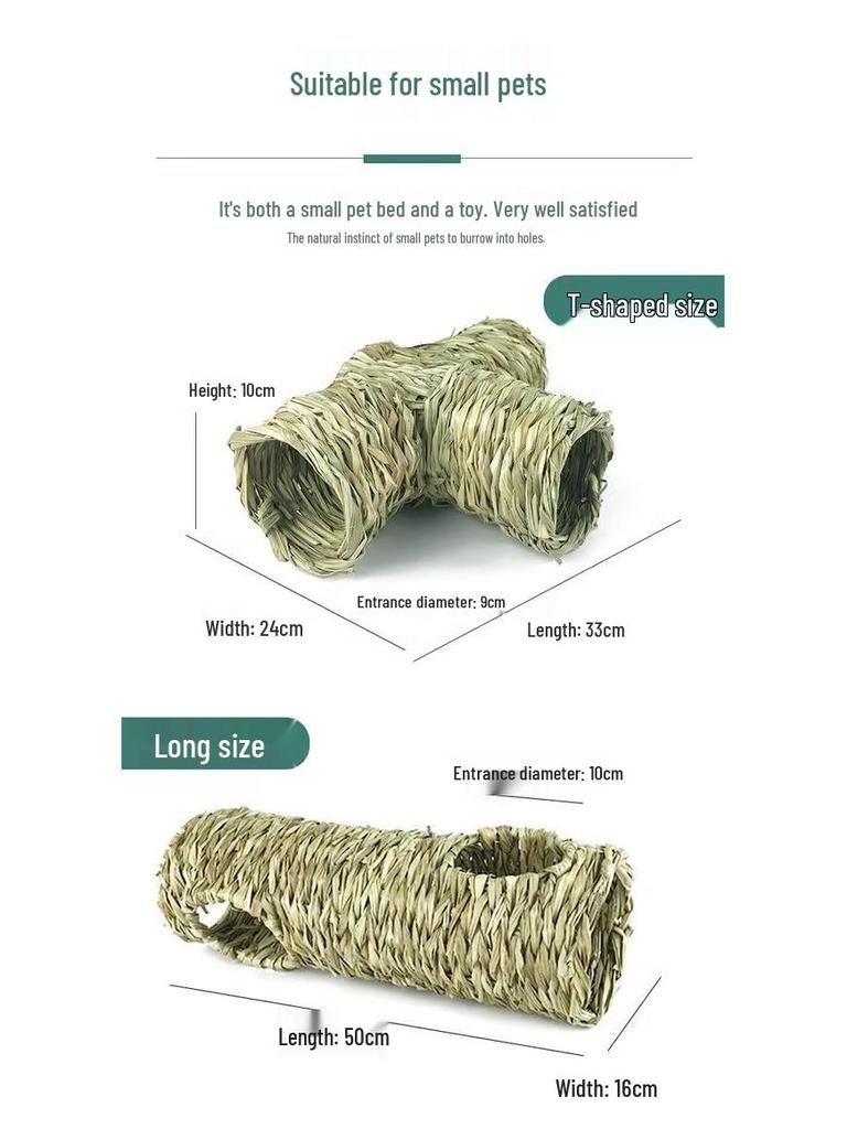 Handmade Grass Tunnel & Hideaway for Small Pets